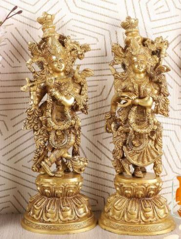 Brass Radha Krishna Statue