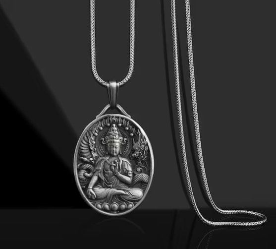 Buddhist silver necklace