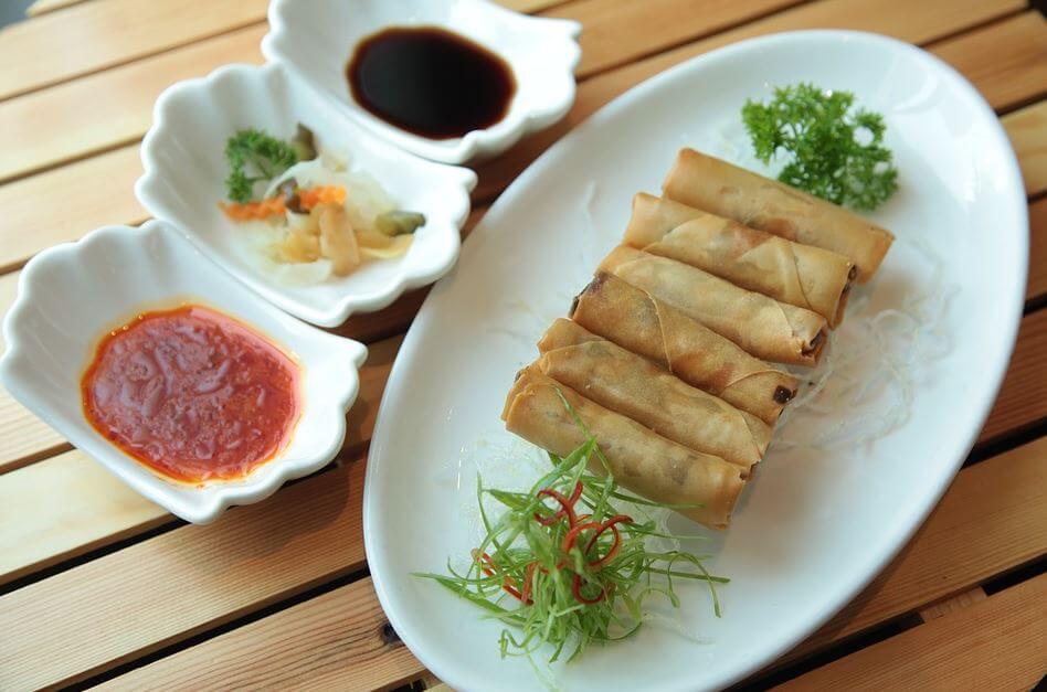 Chines new year dish spring rolls