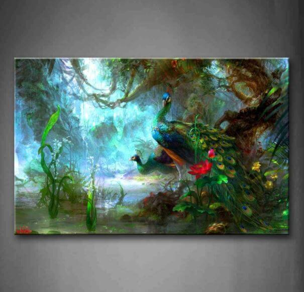 India wall art peacock symbol