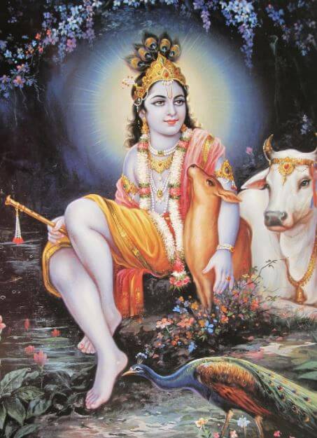 Krishna - Large Vintage-style Indian Hindu devotional poster print