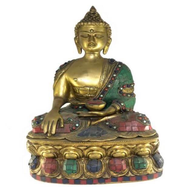 Statue of Shakyamuni Buddha with stone setting