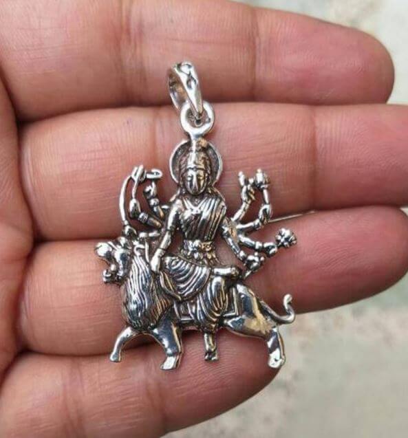 Sterling silver Durga pendant