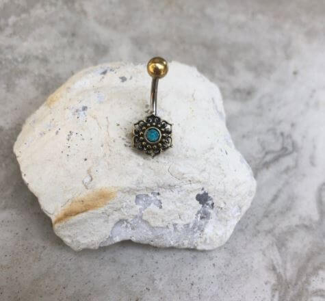 Turquoise art mandala ring
