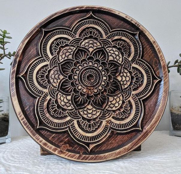 Wood curve lotus mandala decor